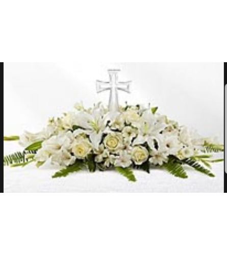 Eternal Cross Bouquet. An arrangement by Avenue Flowers and Gifts.