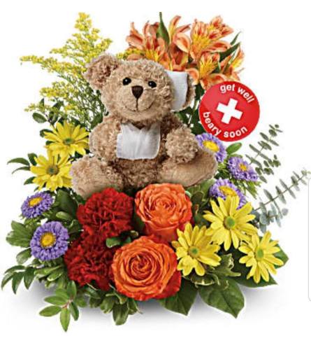 Get Well Beary Soon. An arrangement by Avenue Flowers and Gifts.