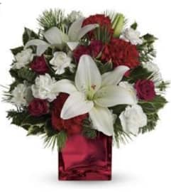 Here We Go A-Caroling. An arrangement by Avenue Flowers and Gifts.