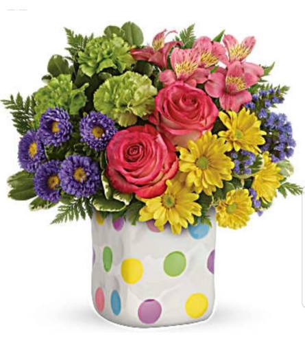 Festive Dots. An arrangement by Avenue Flowers and Gifts.