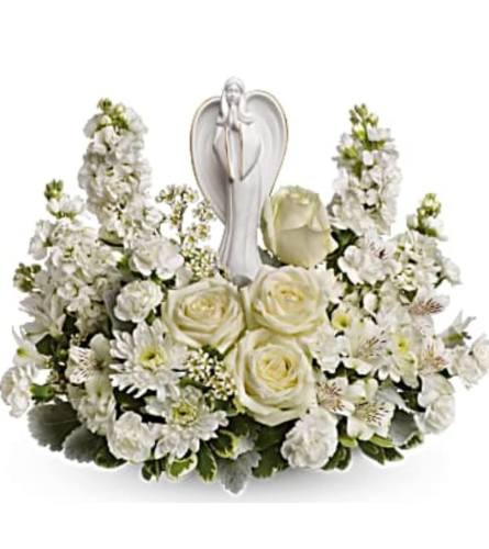 Angel in White Garden. An arrangement by Avenue Flowers and Gifts.
