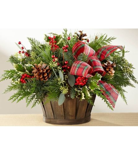 Cozy Holiday Basket. An arrangement by Avenue Flowers and Gifts.