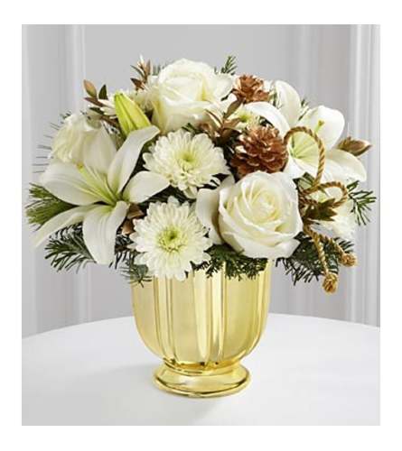 Holiday Gold Elegance. An arrangement by Avenue Flowers and Gifts.