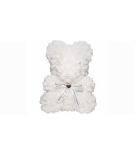 White Rose Bear. An arrangement by Avenue Flowers and Gifts.