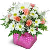 Bubble Gum Bliss™ - Standard. An arrangement by Avenue Flowers and Gifts. A fun mix of pink spray roses, white daisies, and fresh greenery are...