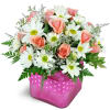 Bubble Gum Bliss™ - Deluxe. An arrangement by Avenue Flowers and Gifts. A fun mix of pink spray roses, white daisies, and fresh greenery are...