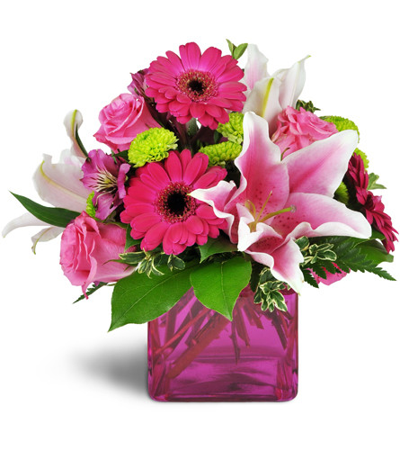 In the Pink™. An arrangement by Avenue Flowers and Gifts. Brimming with Stargazer lilies, mini Gerbera daisies, pink roses, and more, this bouquet...