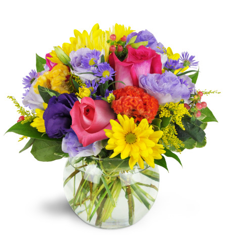 Birthday Blast™ - Deluxe. An arrangement by Avenue Flowers and Gifts. Bursting with colorful roses, daisies, and lisianthus, this bouquet is the...