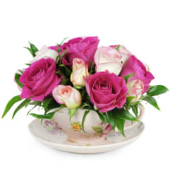 Teacup of Roses. An arrangement by Avenue Flowers and Gifts. Teacup of Roses. An arrangement by Avenue Flowers and Gifts.