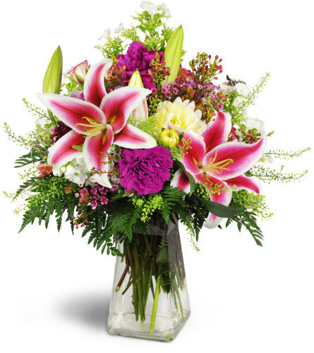 Spring’s Bounty Bouquet™ - Deluxe. An arrangement by Avenue Flowers and Gifts. Gift them a lovely bouquet filled with Stargazer lilies, dahlias,...