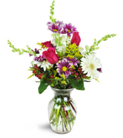 Sunshine Daisy Rose Bouquet™. An arrangement by Avenue Flowers and Gifts.