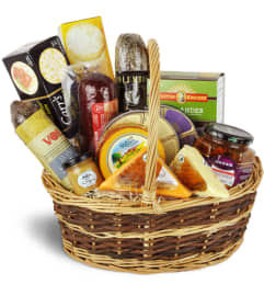 Premium Gourmet Meat and Cheese Basket. An arrangement by Avenue Flowers and Gifts.