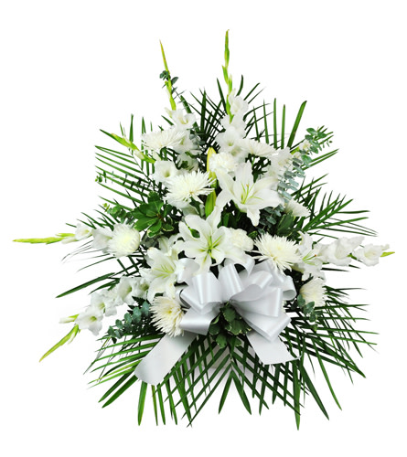 Calming Comfort™. An arrangement by Avenue Flowers and Gifts. Lilies, mums, gladiolus, eucalyptus, and more are arranged in a tribute for the...