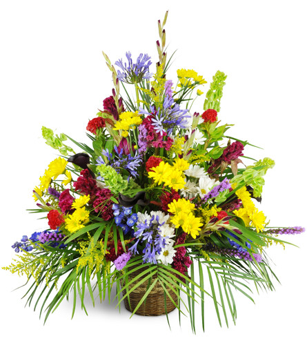 Spirited Remembrance™. An arrangement by Avenue Flowers and Gifts. Gladiolus, delphinium, daisies, and more are gracefully arranged for the...