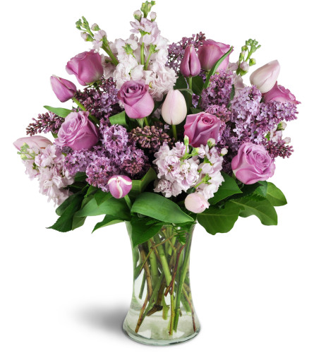 Fragrance Bouquet for Spring™ - Deluxe. An arrangement by Avenue Flowers and Gifts. Send them lovely lilacs, stock, tulips, and roses elegantly...