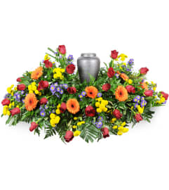 Bright Memories Urn Spray. An arrangement by Avenue Flowers and Gifts.