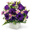 Wishes and Kisses - Premium. An arrangement by Avenue Flowers and Gifts. Delicate lisianthus, miniature daisies, and waxflowers are beautifully...