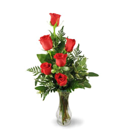 Six Red Roses. An arrangement by Avenue Flowers and Gifts.