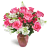 Sweet on You Bouquet™ - Standard. An arrangement by Avenue Flowers and Gifts. Hot pink roses are arranged with delicate white stock and charming...