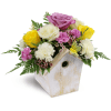 Birdhouse of Blooms - Deluxe. An arrangement by Avenue Flowers and Gifts. Delight them with an arrangement of roses, carnations, and more in a...