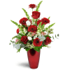 Colors of Love Vase™ - Premium. An arrangement by Avenue Flowers and Gifts. Red carnations, red mini Gerbera daisies, white tulips, and white...
