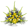 Heaven’s Promise Sympathy Tribute™ - Deluxe. An arrangement by Avenue Flowers and Gifts. Features a classic white basket blooming with blue...