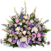 Love's Twilight Sympathy Basket™ - Premium. An arrangement by Avenue Flowers and Gifts. Larkspur, mums, and peonies are arranged with seasonal...