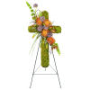 Natural Beauty Sympathy Cross™ - Deluxe. An arrangement by Avenue Flowers and Gifts. A moss-covered cross is enhanced with pincushion protea and...