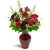 Rosy Rapture™ - Premium. An arrangement by Avenue Flowers and Gifts. Red roses, spray roses, and alstroemeria are arranged with white snapdragons...